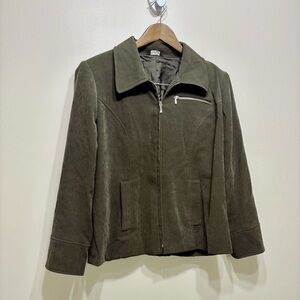 Index Petite Vintage Soft Spring Long Sleeve Zip Up Zippered Jacket Coat Green